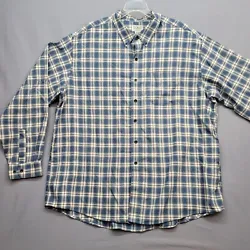 Tartan Plaid: Blue, White. Great for fishing. 100% Cotton. Armpit: 27 in. Sleeve: 27 in.