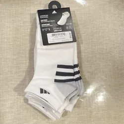 ADIDAS Mens 6 Pairs Superlite Low Cut Socks Shoe Size 6-12 White/ Black/ Grey.