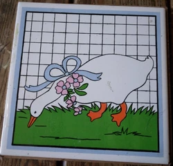 Pelzman Vandor Vintage Ceramic Tile Art Trivet Wall Hanging 1982 Duck.