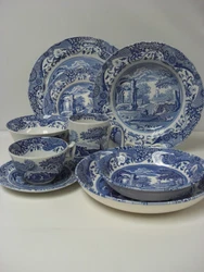 SPODE Italian Blue. Made in England. It just depends on the item.