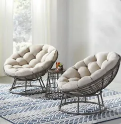 Tuckberry Papasan 3-Piece Wicker Outdoor Patio Bistro Chat Set with Putty T.