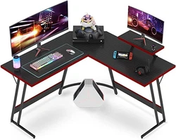Desk design Computer Desk. Easy to Assemble & Switchable shelf: This L-shaped desk can be installed with the shelf...