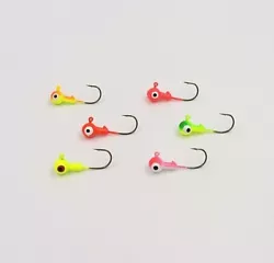 Notice--Lead Jigs. Weight: 1/8 oz = 3.5g. Weight: 1/16 oz. Weight: 1/32 oz. Clear eyelets. Hook Size: 4#.