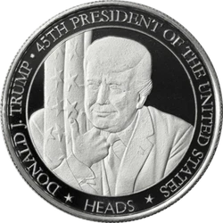 This coin depict s the 45th President Donald J. Trump on the Heads. Fineness 1 oz Fine Silver.