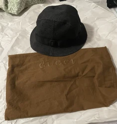 Authentic GUCCI Bucket Hat GG Canvas Leather Size XL Brown Black with Dust Bag. Please reach out with questions or...
