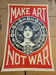 OBEY GIANT 24x36 Shepard Fairey Make Art Not War Print Signed offset lithograph on cream Speckle Tone paper.  Signed...