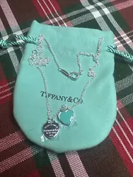Tiffany & Co. 925 Silver Blue Double Mini Heart Tag Necklace. Shipped with USPS Ground Advantage.