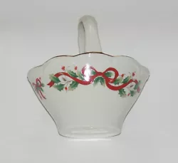 Basket shape which can serve as a candy or nut dish. christmas china dinnerware collection.
