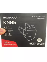 Brand New Sealed HALIDODO KN95 Multi Colored Exclusive Standard Face Masks Packs of 30 Individually Wrapped. Great for...