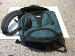 LL Bean Green & Black Canvas Backpack 