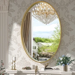 TokeShimi brushed gold bathroom oval mirror has modern, minimalist, farmhouse and industrial style appearance which is...