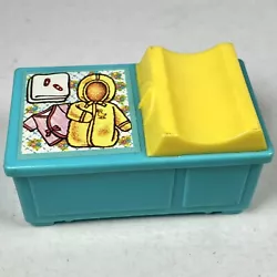 Fisher Price Vintage 1972 Little People Baby Nursery Changing Table Blue Yellow. Item shows minor wear and is in a...