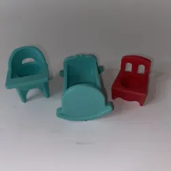 Vintage Fisher Price Little People Baby High Chair blue Cradle Red Infant Chair. Best offer excepted Free shipping...