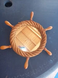 ancien miroir en corde AUDOUX MINET. Diametre 25 cm