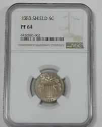 1883 Shield Nickel, certified for grade and authenticity by NGC as PROOF 64.