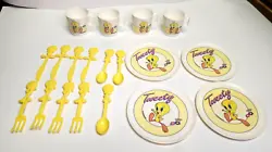 1999 Tweety Bird Tea Set Pieces. What is pictured is what you get.