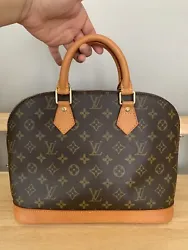 Louis Vuitton Alma HandBag MM Brown Canvas/Leather. Used but in great condition- watermarks at the bottomPatina is...