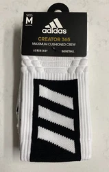 NEW Adidas Creator 365 Athletic Basketball Crew Socks. increase grip. Color: White and Black. 63% Polyester, 17%...