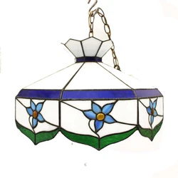 Stained Glass Pendant Light Green White Blue Floral Design & Globe Personalize any room with this stunning, colorful...