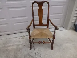18th CENTURY MASS QUEEN ANNE ARMCHAIR c.1760. Beautiful sturdy Queen Anne armchair with perfect rush seat. Joints are...