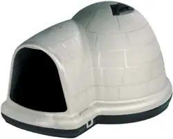 Petmates Indigo Dog House is a sturdy and spacious shelter designed to provide comfort for pets year-round. IGLOO DOG...