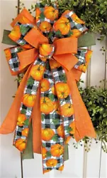 Just twist around any item you want to decorate. Handmade Beautiful Fall Bow. Bow is 10 