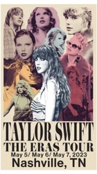 Official Taylor Swift The Eras Tour 2023 Nashville, TN from May - 5/5 5/6 5/7 Concert Poster. Size is 14