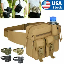Detachable to one waist bag and one bottle pouch; Wide waist belt with quick release buckle.