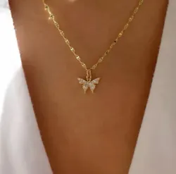 Gold Butterfly Pendant Necklace. Type: Necklace. Color: Gold.