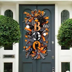 Halloween Wreath Pumpkin Skeleton Front Door Wreath Party Halloween Decorations. BOO Letter Door Wreath×1. The swag...