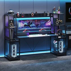 Two Large Storage Shelves - You will have the perfect battle station to destroy your competition! Light Up Your Gaming...