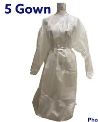 PACK OF 5 . Level 2 Disposable Isolation Gowns white OSFM.