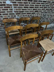 Rush Dining Chairs Vintage Mid Century Danish. Børge Mogensen or FDB Møbler, set of eight of dining chairs model J39,...