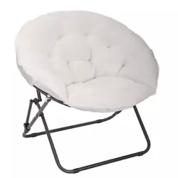 Kick back and relax with the Saucer Chair in Sherpa. This smart folding chair features around, channel-tufted backrest...