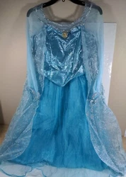 Dress up as the powerful Queen Elsa from Disneys Frozen with this beautiful blue costume dress in child size XL...