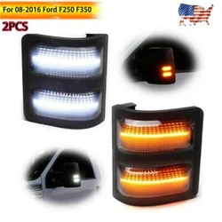 08-16 Ford F250 F350 F450 Super Duty. Our Smoke Led Mirror Lenses function as White DRL Lights with Yellow Turn Signal...