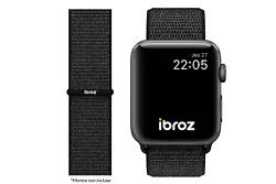 Ibroz Bracelet Nylon Loop Sport pour Apple Watch 7 / 6 / SE / 5 / 4 / 3 - 40mm - Noir. Bracelet idéal pour la pratique...