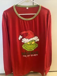 Grinch Men’s XL Red Long Sleeve Shirt “Behave For The Holidays”.  23 inches pit to pit29 inches shoulder to hem