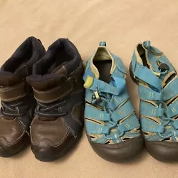 Keen Pediped shoe lot 1 boys sandlas trail shoes sneakers play. Play condition - wear, missing insoles etc. no size on...