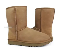 100% Authentic UGG. Stitched leather UGG logo on heel. UGG authenticity label in left shoe. Color: Chestnut. Fully...