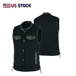 ✅ SOA BLACK SIDE LACE CLUB STYLE VEST: Single Panel back, Ideal for patches, custom embroidery or airbrushed art...