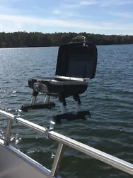 Enjoy this quality Cuisinart BBQ Grill with pre-installed brackets perfect for your pontoon railing. The feet of the...
