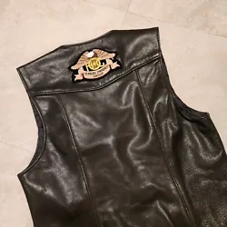 Selling Harleys Owners Group VTG Womens Size 12 Black Harley Davidson USA Made Snap Leather Motorcycle Biker Vest With...