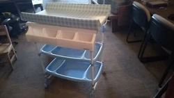 Roll bathinette into the most convenient location to bathe your baby. The changing pad includes a safety strap and is...