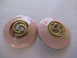 GUCCI BUTTONS. GOLD tone, PINK. 23 MM / JUST UNDER 1