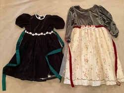 Vintage Christmas dress lot 6 6x girls green black fancy tulle underskirt. Young Couture dress 6 girls flaw- damaged...