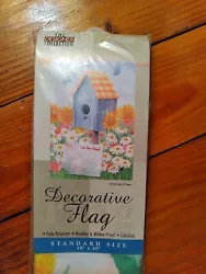 Spring Birdhouse with Field of Flowers Large Decorative Flag - 28