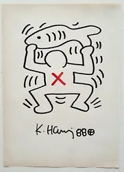 Beautiful drawing by Keith Haring. Year: 1988. Certified by 