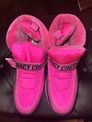 Juicy Couture Veronica Womens Hot Candy Pink Black Boots Size 10 used.