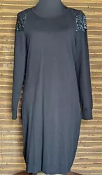 TOMMY BAHAMA. Soft Jersey Midi Evening/Party Dress. Black Sequin Shoulders on Stretch Knit. •Condition is...